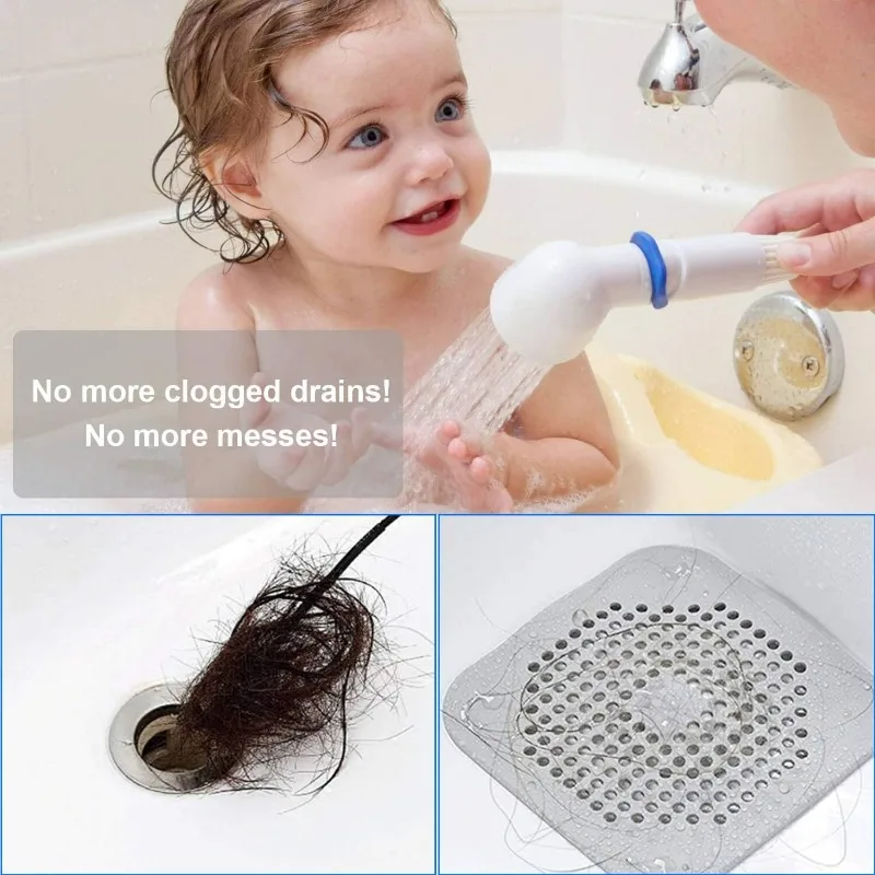 Drain Cover Shower Drain Hair Catcher Flat Silicone Plug Bathroom Kitchen Square Filter Shower Protection Sink Strainer
