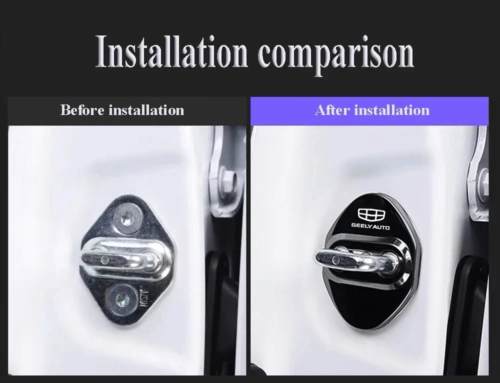 자동차 문짝 잠금 커버 보호 버클 케이스, Geely Coolray Emgrand NL3 EX7 X7 EC7 GX7 GT Coolray Emgrand 자동차 액세서리, 4 개
