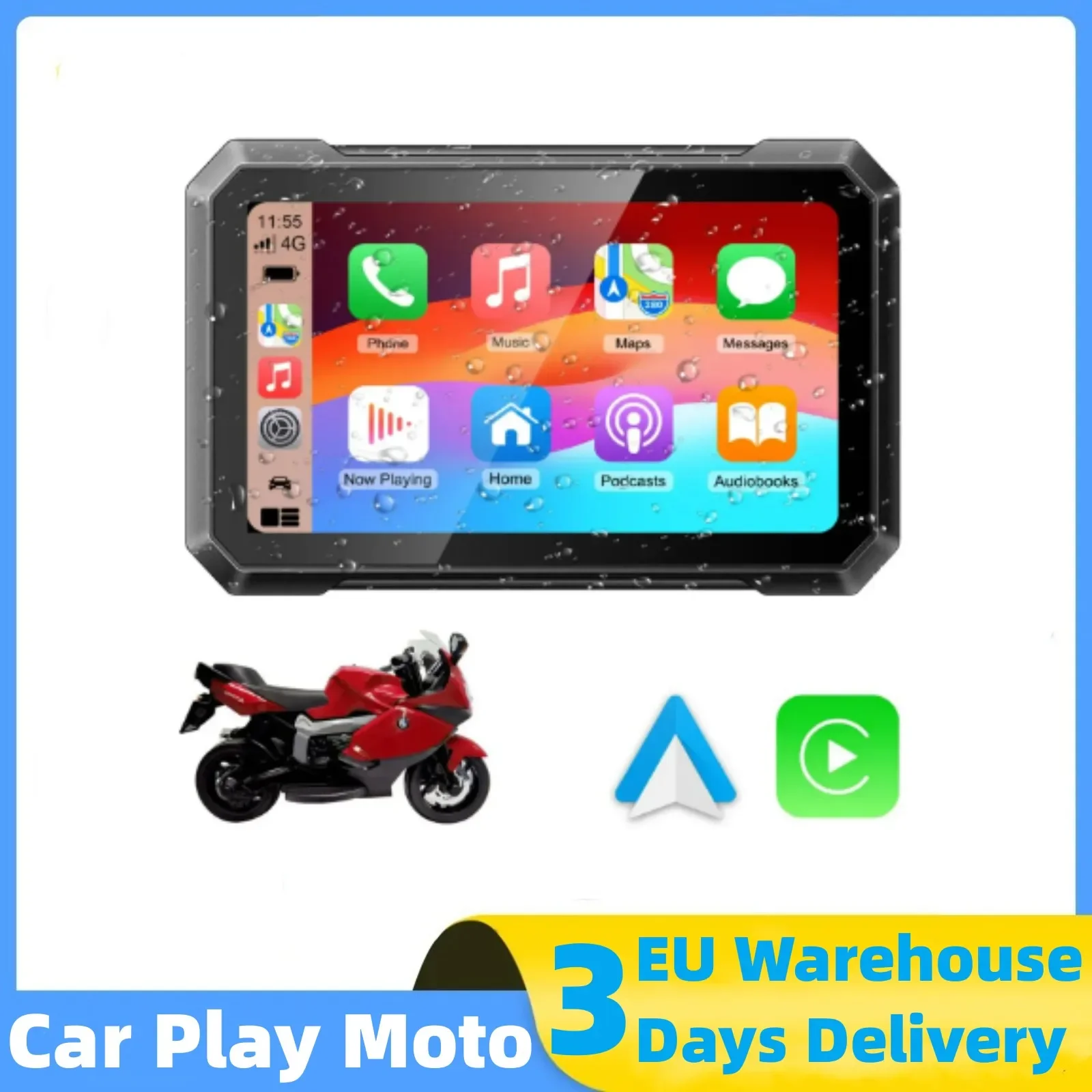 2023 Nuovo 7 ''Moto Wireless Apple Carplay Gps Portatile Navi Navigazione Moto Android Navigatore Automatico Schermo Impermeabile Ipx7