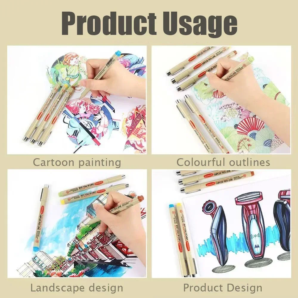 Pen Marker Markers Pen Marker Pens Marker Pen Art Marker Pens Manga Markers Micro Pens Sketching Markers Art Markers Drawing Pen Art cartoon Outlining Pen Pigment Liner Micron Pen Marker set Hook Line Needle for Sketch Soft Brush Stationery Art Supplies