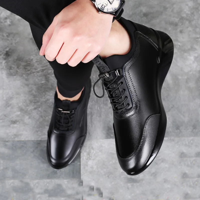 2024 New Men's Vulcanize Shoes Men Casual Shoes PU Leather Design Shoes Height Increase 6-8CM Gym Business Fashion Male Sneakers 4