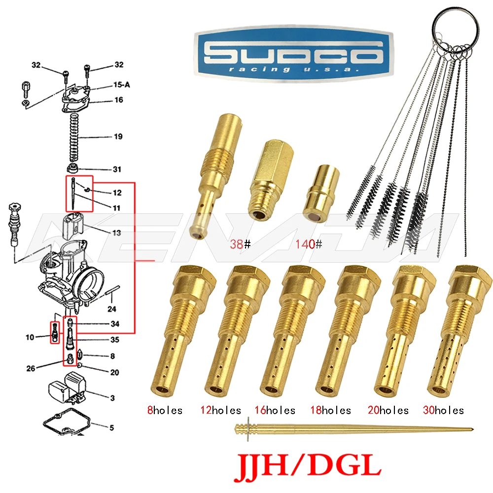 JJH/DGL Pilot Jet Main Jets nozzle sudco nozzle kit PWK Keihin PWL PE OKO koso Carburetor Repair Kit+cleaner kit dirt jet carburetor repair kit