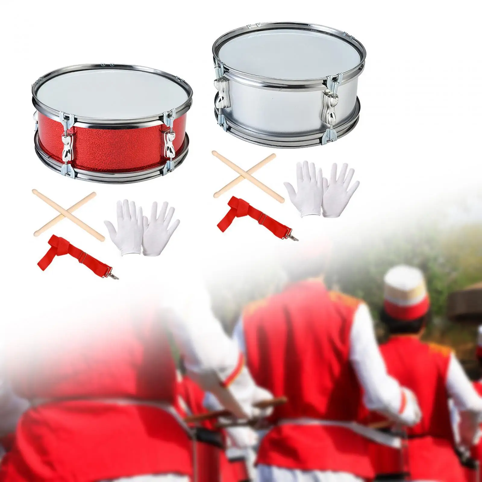 11" Snare Drum Professional Shoulder Strap Portable Percussion Instrument