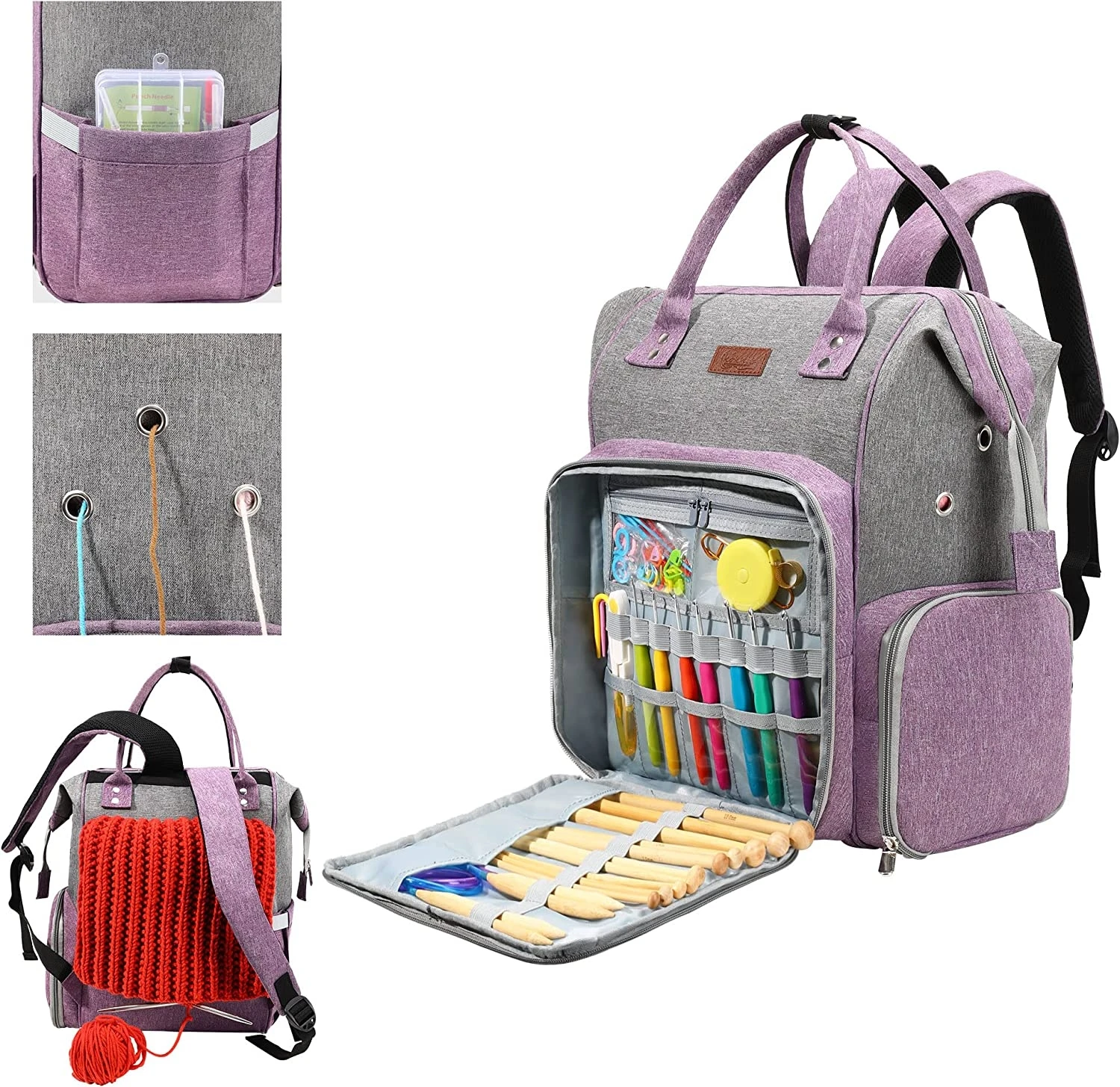 Crochet Yarn Backpack Knitting Bags Storage Organizer Sewing Accessories Portable Comfortable Durable Tote Waterproof knitting tool organizer yarn storage bag yarn storage organizer sewing accessories