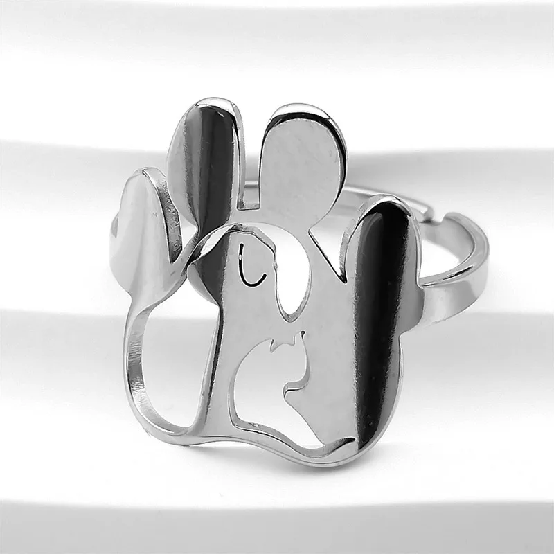 Fashion Ladies Open Ring Stainless Steel Hollow Dog Claw Ring - PeticaDeals