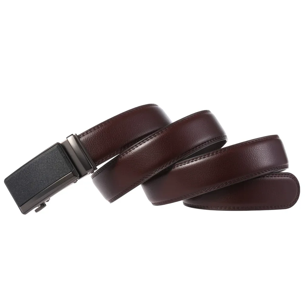 Herren Echtleder-Gürtel mit Automatikschnalle - Luxuriöser Designer-Modegürtel 3,5 cm Breite Klassischer Taillengürtel für Alltag & Geschäftskleidung – Detail 4