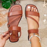 Nouvelle Collection 2026 – Sandales Noires Femme à Bout Carré, Plates Décontractées avec Bride Élastique, Confortables pour la Plage, Tendance Féminine 6