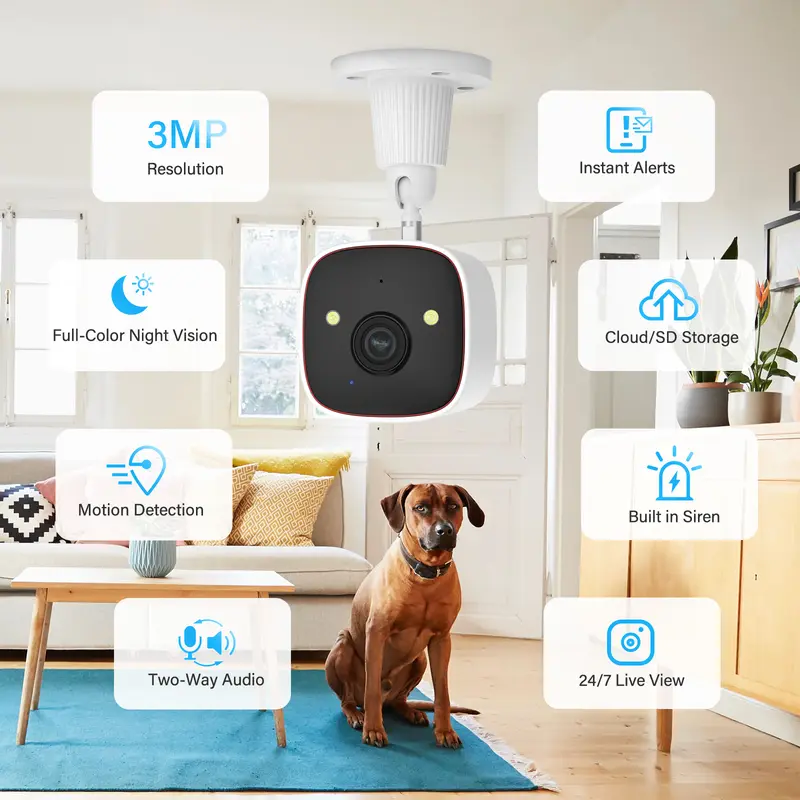 Outdoor Wireless Security Camera 3MP 1296P,Camera with WiFi, Home Security Surveillance, Property Monitoring, Indoor Security - Image 2