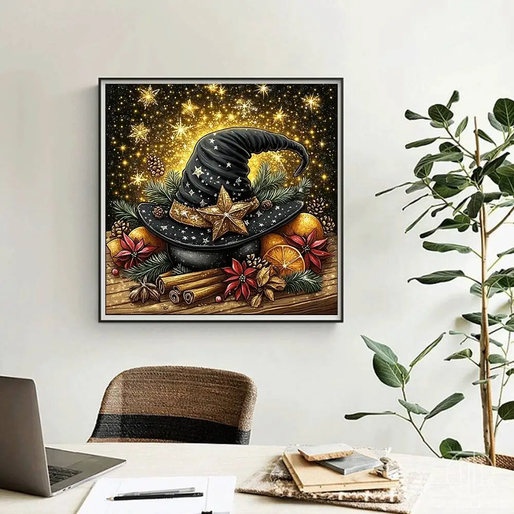 HUACAN Magic Hat Diamond Handmade Painting Cross Stitch Full Set Wall Decor Craft Art Home Decoration