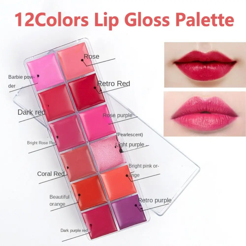 12 Colors Lipstick Palette Shimmer and Matte Multicolors Soft Smooth  Moistening Long Lasting Lip Gloss Palette Birthday Gifts