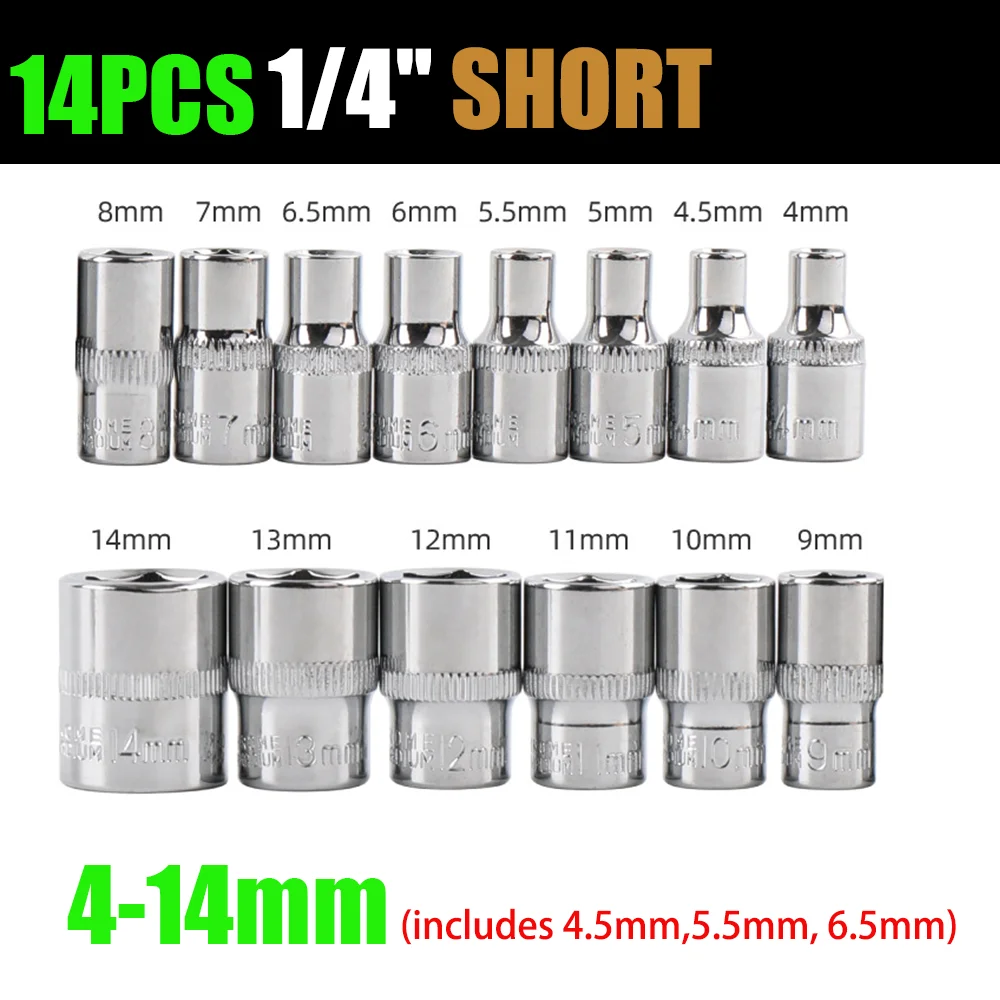 1/4 Zoll Antrieb 4 4,5 5 5,5 6 6,5 7 8 9 10 11 12 13 14mm Ratschenschlüssel Steckschlüssel Doppelendiges Handwerkzeug – Detail 8