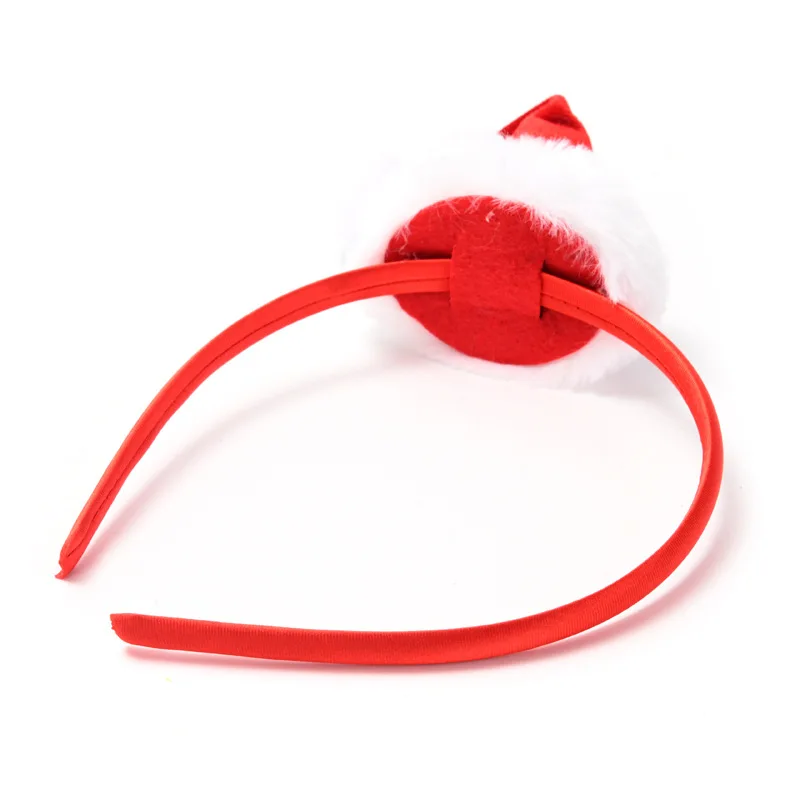 Christmas Tiara Red Velvet Hairball Headband Sweet Cute Christmas Hat Headband Feather Christmas Tree Headband