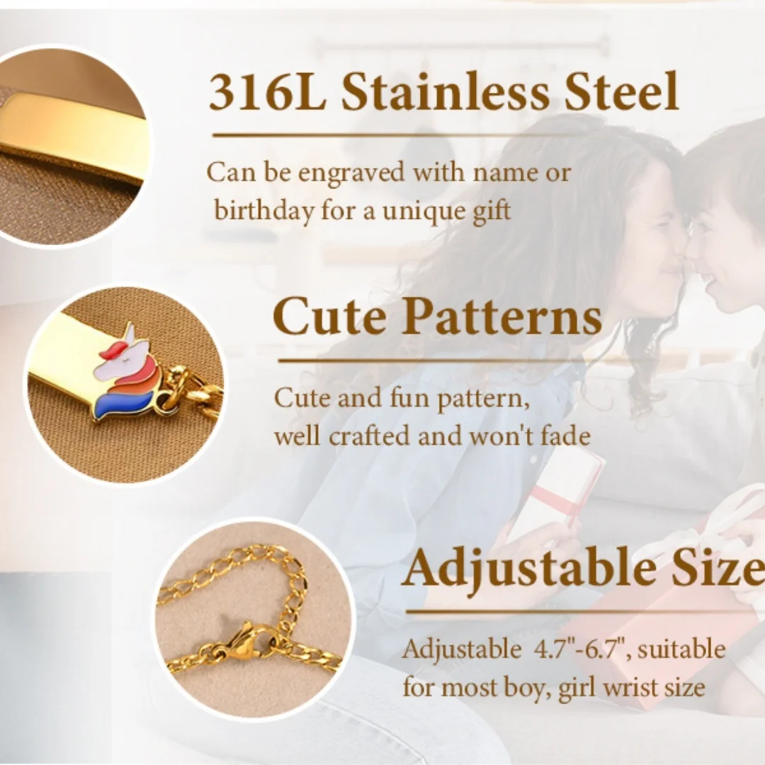 Stainless Steel jewelry Free Custom Little Friend Bracelets Anti Allergy Engrave Name Bracelets,New Boys Grils Jewelry Gift 2