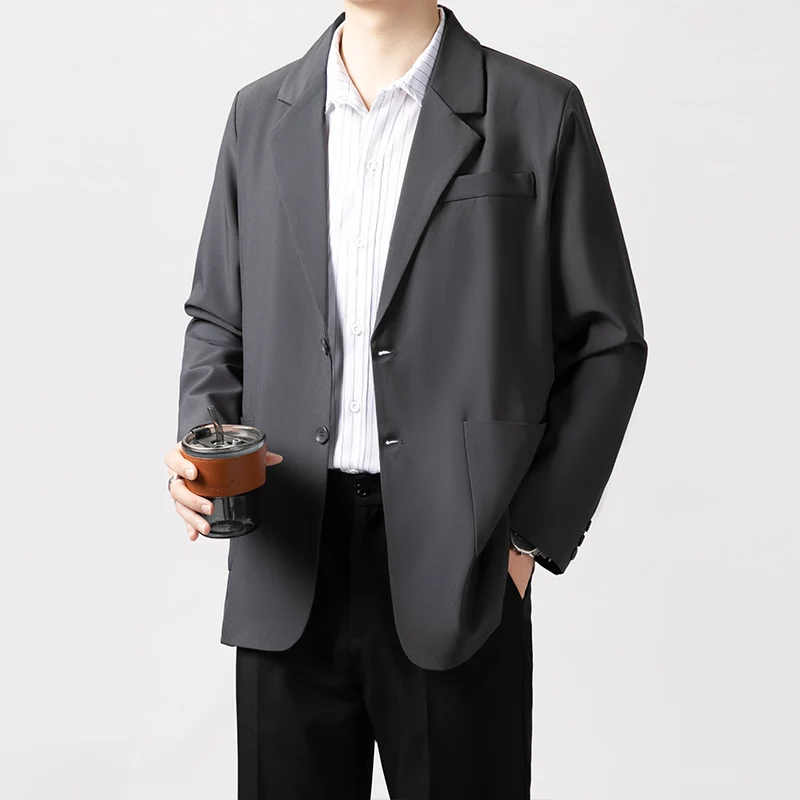 Korean Brand Mens Casual Blazer Fashion Loose Business Casual Suit Coat Gentleman Suit Jacket Men Clothing Homme Blazers