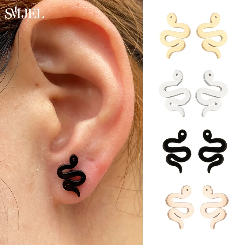 Cute Various Animal Earings Fashion Jewelry Butterfly Dog Owl Snake Whale Bee Giraffe Stainless Steel Mini Stud Earrings Women - Image 5