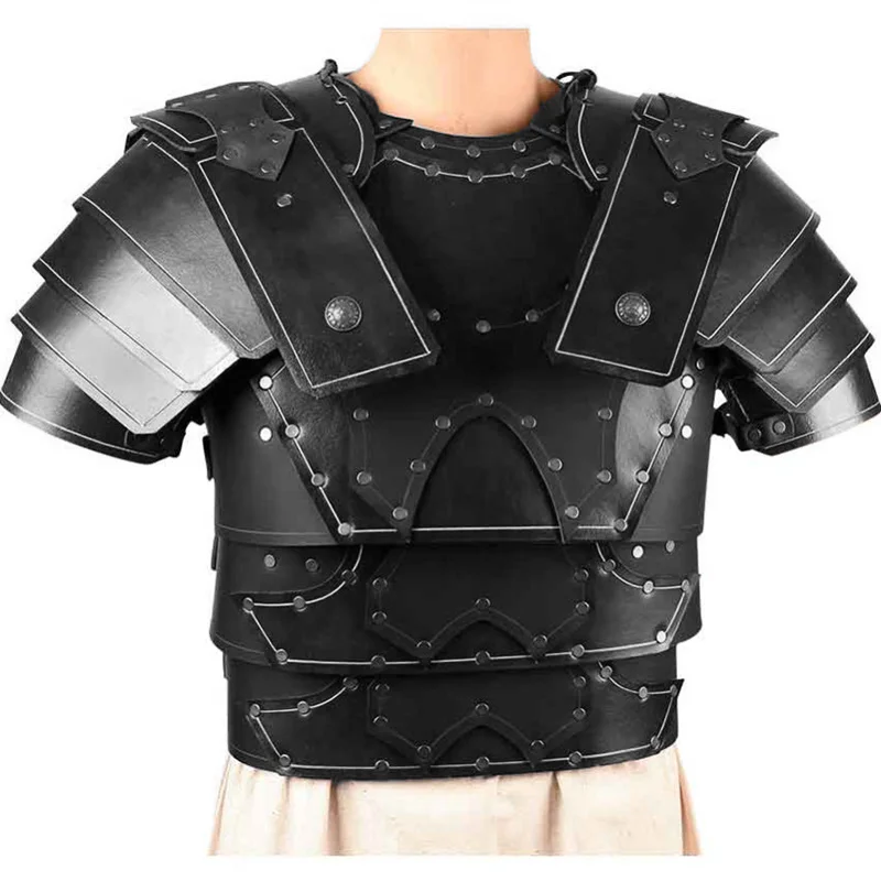 

Medieval Viking Knight Cosplay Costume Gladiator Shoulder Chest Armor Steampunk PU Leather Breastplate Gothic LARP Vest Cuirass