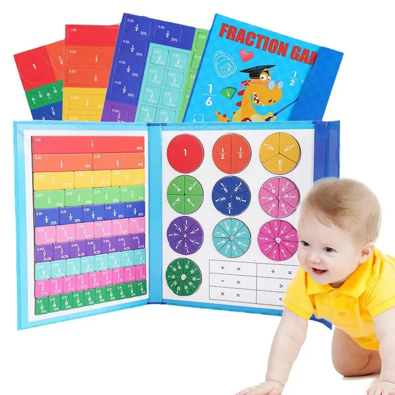 

Magnetic Fraction Tiles & Fraction Circles Math Manipulatives For Preschool Elementary Classroom Educational Kit