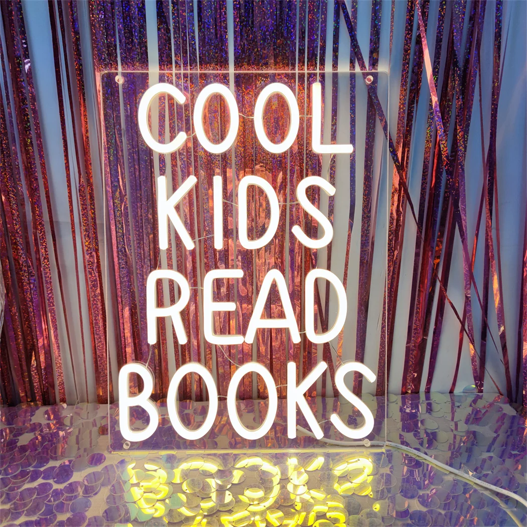 Description Picture 3 of itemKids' Reading Neon Sign Usb Powered Led Wall Art For Bedroom Library Decor Neon Signs Kid Room Party Decoration Neon Light Signs