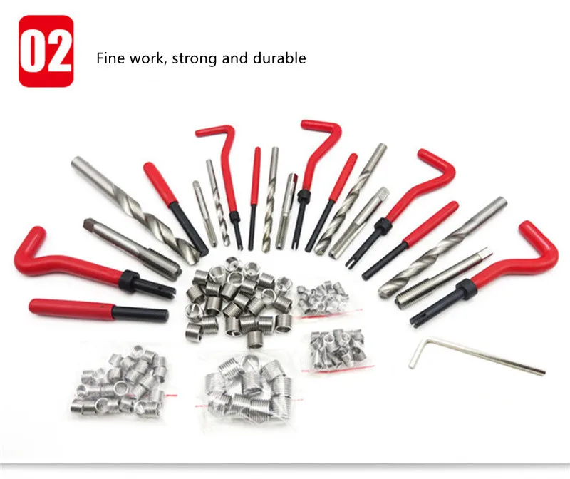 Description Picture 5 of item88/131pcs Thread Repair Kit M3 M4 M5 M6 M8 M10 M12 M14 Screw Thread Inserts For Restoring Damaged Threads Repair Tools Drill Bit