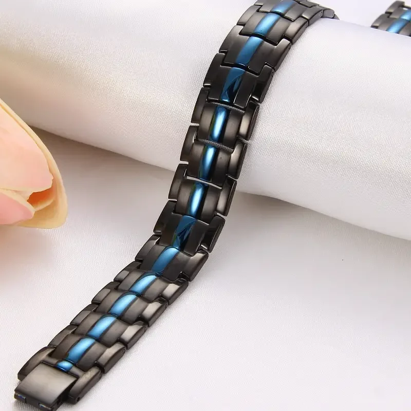 

Модный магнитный браслет из нержавеющей стали для мужчин-прочный двухрядный регулируемый дизайн магнитов-идеальная идея для подарка для семьи