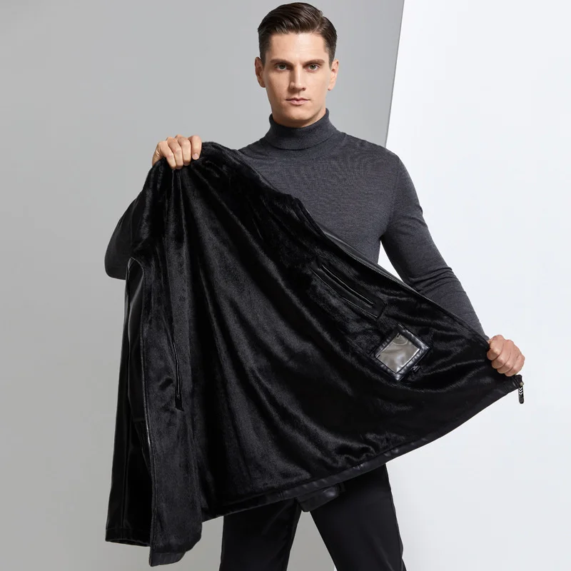 

Мужская зимняя куртка из овечьей кожи, с длинным плюшем