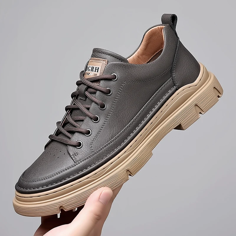 Fashion Classic Men's Genuine Leather Casual Shoes Durable Sports Shoes Outdoor Hiking Shoes Men's Oxford Shoes Free Delivery