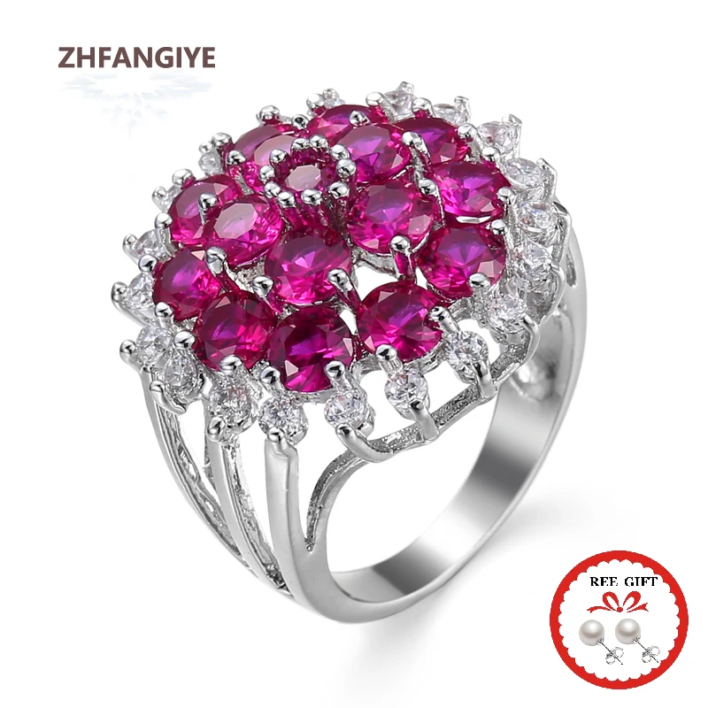 

ZHFANGIYE Women Ring 925 Silver Jewelry with Zircon Gemstone Accessories for Wedding Bridal Promise Party Finger Rings Ornaments