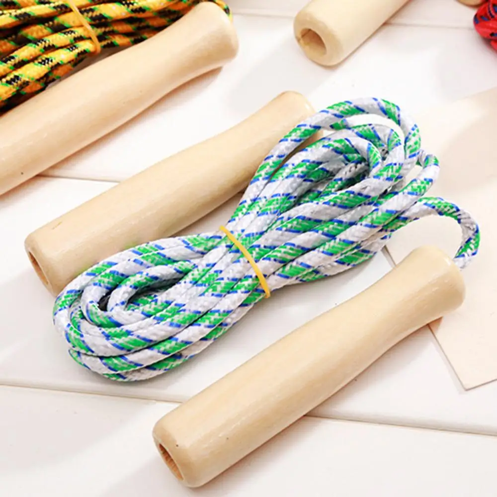 Kids Student Men Women Boys Girls Skipping Rope Wooden Handle Colorful Braiding Jump Rope Fitness Training jump rope