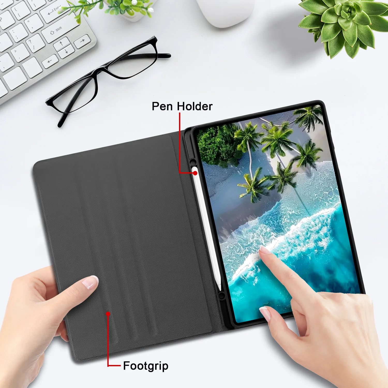Stylish Tablet Cover with Pen Holder and Stand Feature