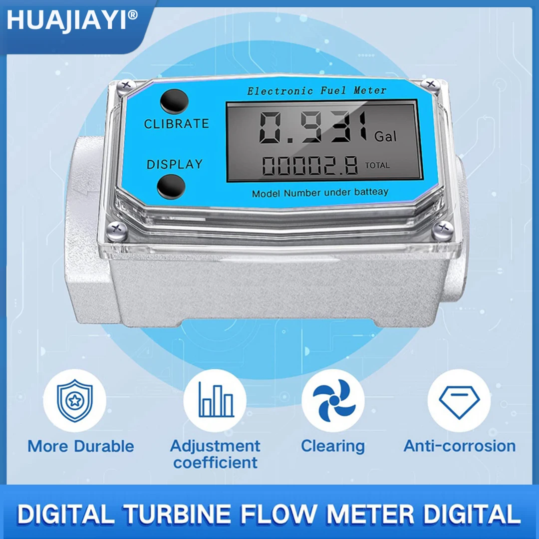 Metal High-Precision Turbine Water Flow Meter LCD Digital With NPT Counter&FNPT Thread Diesel Methanol Gas Oil Fuel Flowmeter flow meter,water flow meter,turbine flow meter,digital turbine flow meter