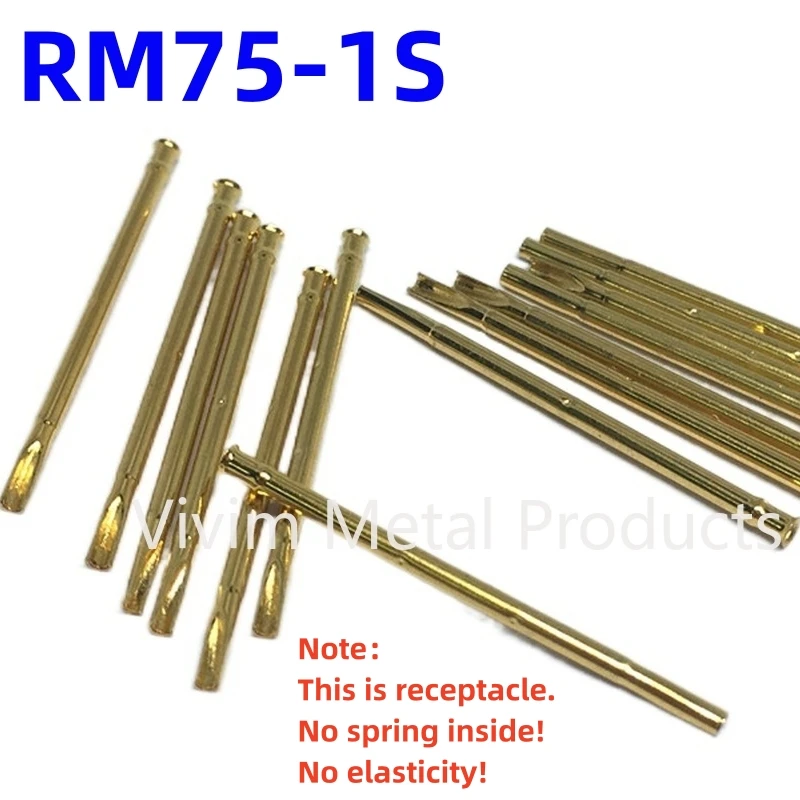 

100PCS RM75-1S Test Pin PM75-B1 Receptacle Brass Tube Needle Sleeve Seat Solder Connect Probe Sleeve 26.8mm Outer Dia 1.32mm