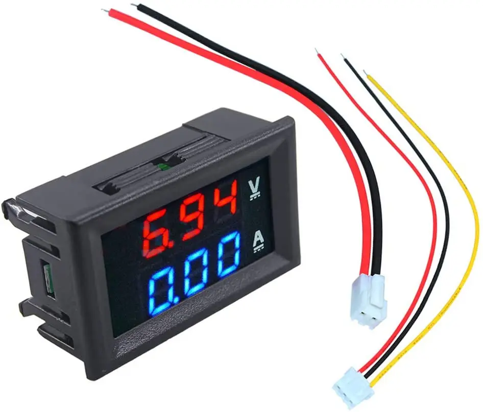 Mini Voltmetro Amperometro DC 100V 10A, Display LED Rosso E Blu, Tester Tensione Corrente Con Shunt Integrato, 4 Pezzi