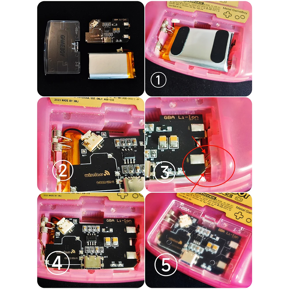 Bateria de Lítio Recarregável Universal Mod para Destaque Gba Li-ion Usb-c Game Boy Advance 1800mah - Image 5
