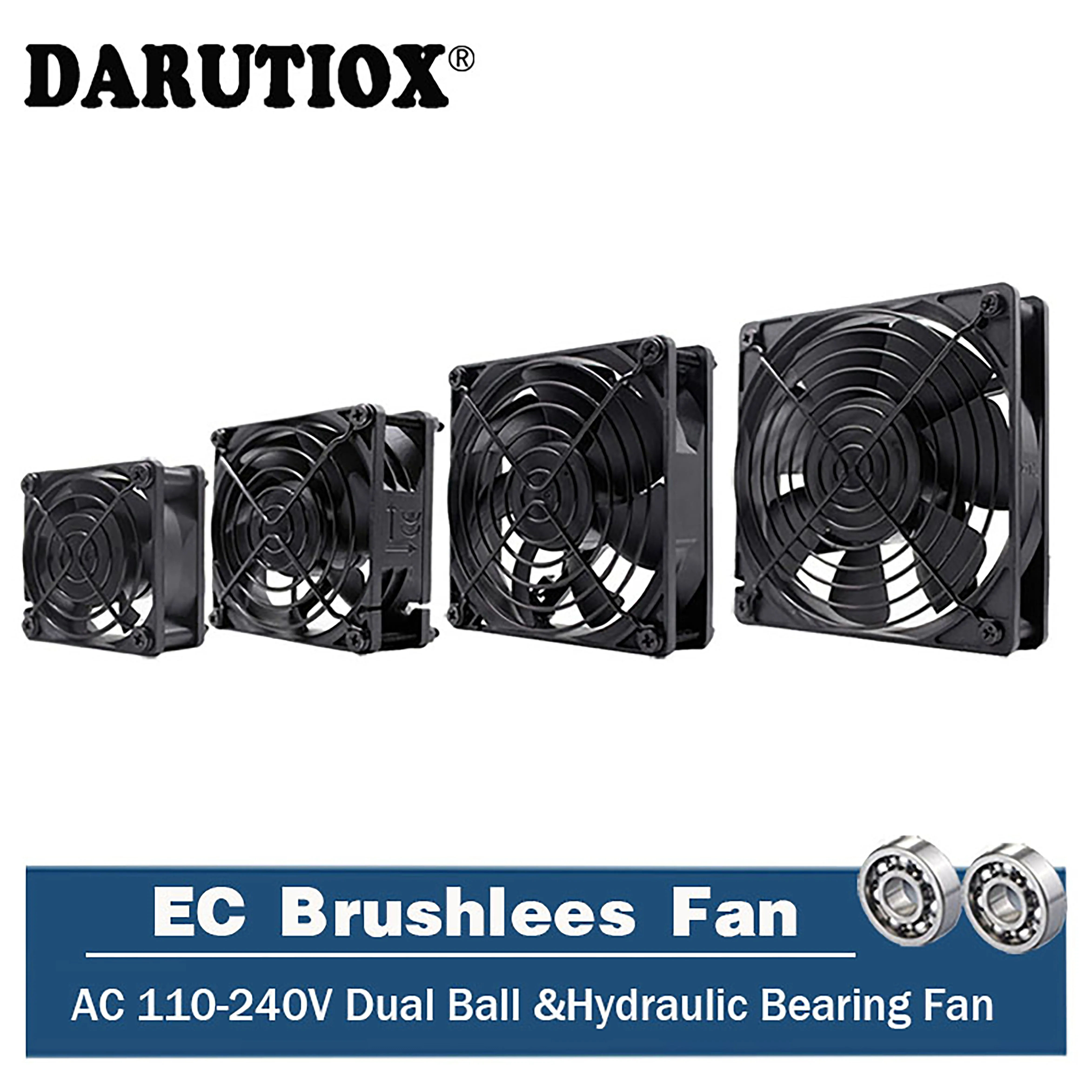 

DARUTIOX 60mm 80mm 90mm 120mm EC Brushless Fan AC 110V 115V 120V 220V 240V Axial Fan with Srews/Grill 6025 8025 9225 12025 12038