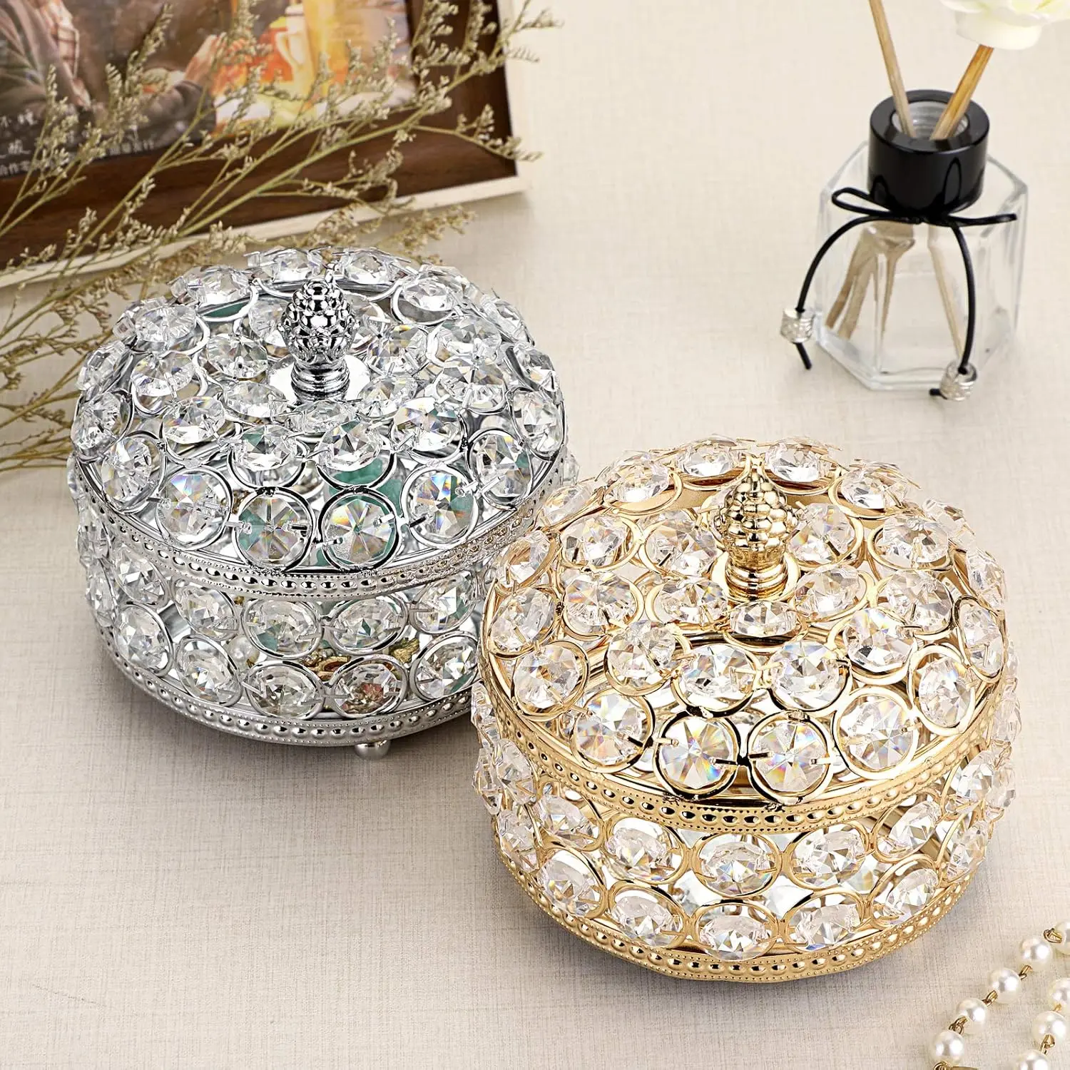 Crystal Treasure Chest Box Glass Mirrored Decorative Keepsake Case Jewelry Display Case Trinket Organizer Rings Earrings jewelry display rack jewelry storage rack