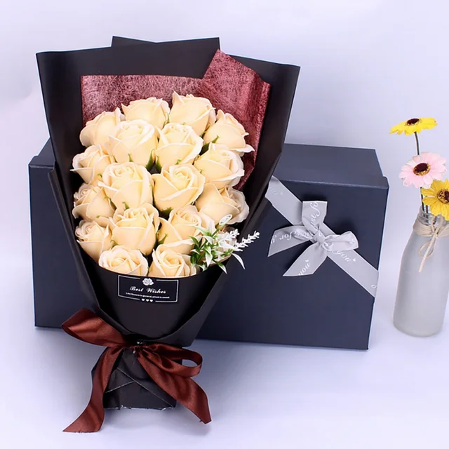 18Pcs/Box Soap Flower Bouquet Beautiful Flora Scented Bath Soap Flower in Gift Box for Anniversary Valentine's Day Mother Day 4