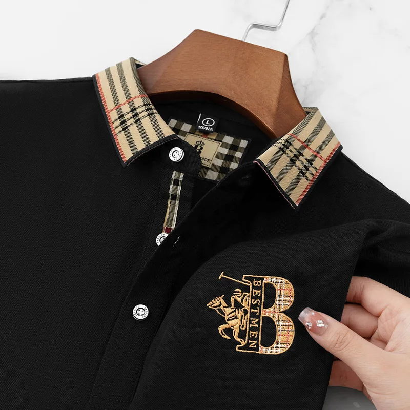 Modisches Luxusmarken-Poloshirt für Herren, kurzärmelig, luxuriös, neu, mit Reitmotiv bestickt, lässig, bequem, atmungsaktiv, Sommer-T-Shirt – Detail 22