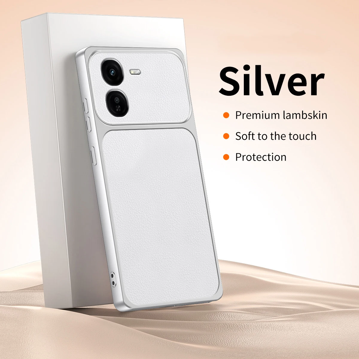 Luxury Leather Phone Case with Lamb Skin Texture and Lens Protection
