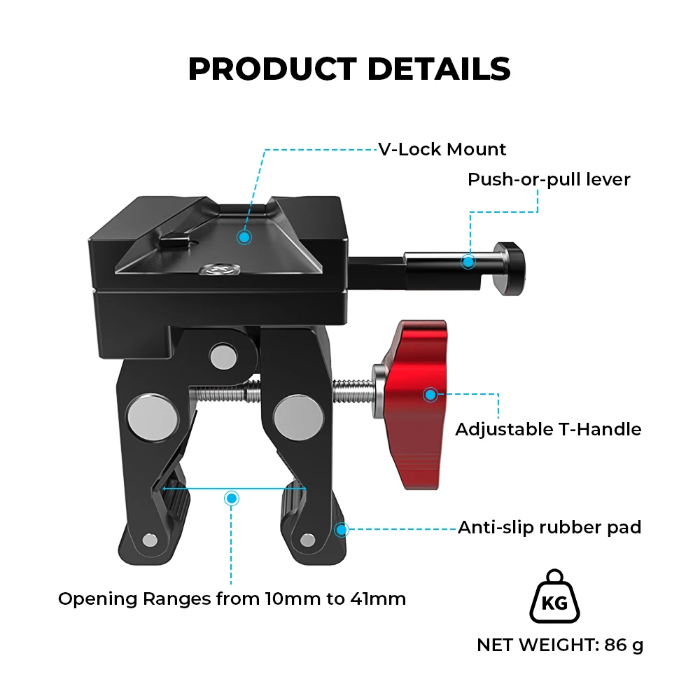 Crab Pliers Clamp With Universal V-Lock Mount Quick Release Adapter For DSLR Camera Battery