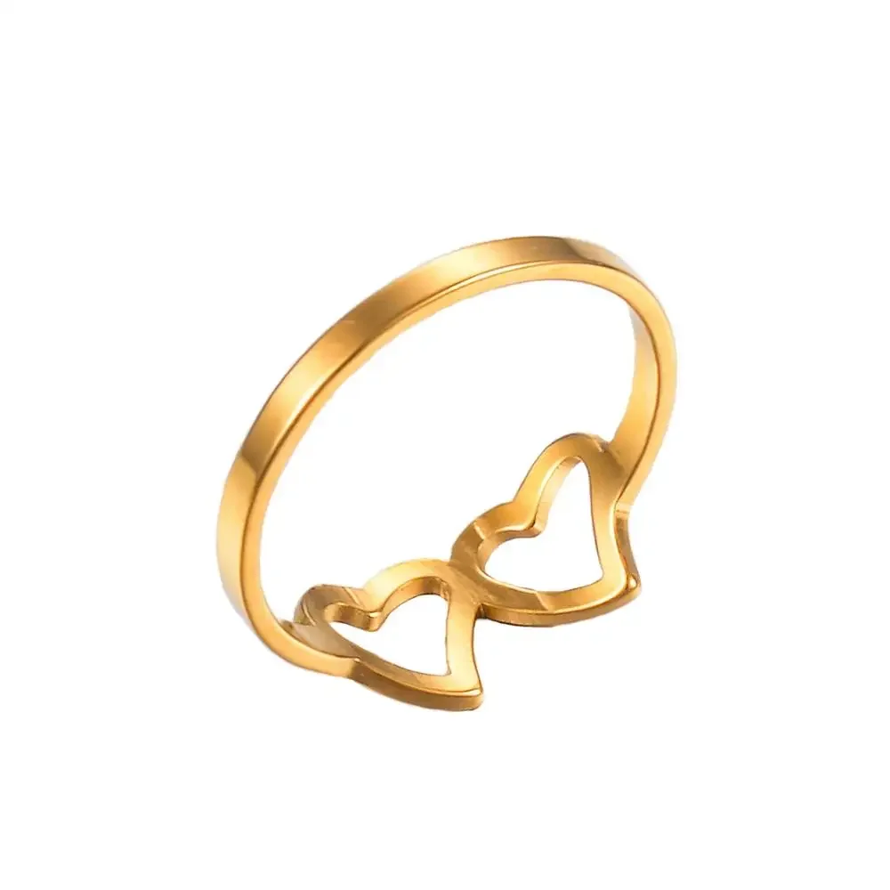 Stainless Steel Ring Finger Ring Sparkling Heart Ring Heart Shaped Ladies Ring Stainless Steel Women Fashion Jewelry