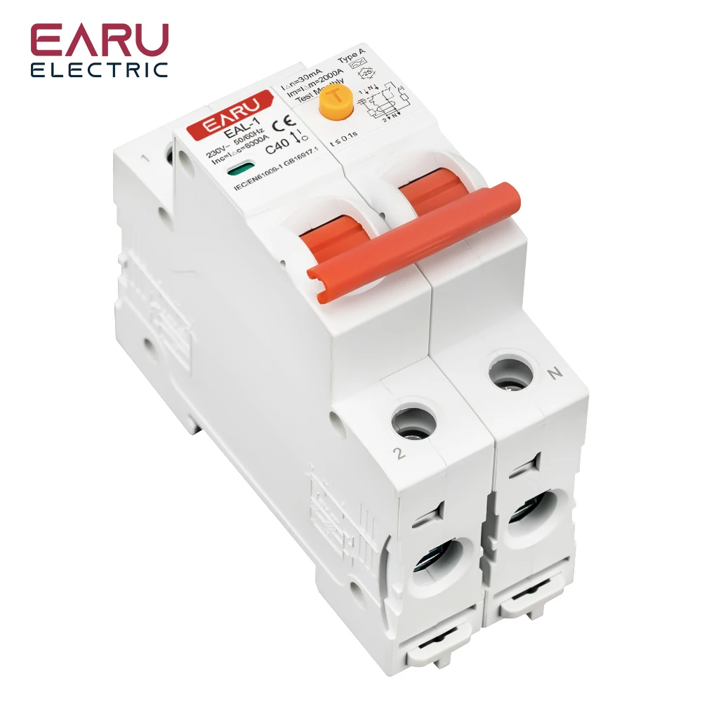2P 30mA AC A B Type RCBO RCCB MCB Electronic Residual Current Circuit Breaker Ov