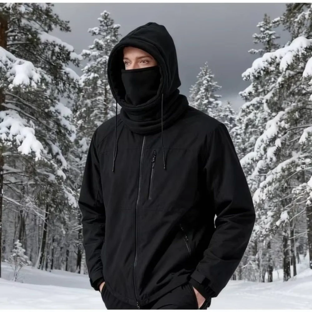 Polar Fleece Winter Balaclava Mütze Verdickte Winddichte Beanie-Mütze Atmungsaktives Kälteschutz-Set mit Integriertem Hut und Schal für Outdoor-Sport – Detail 8