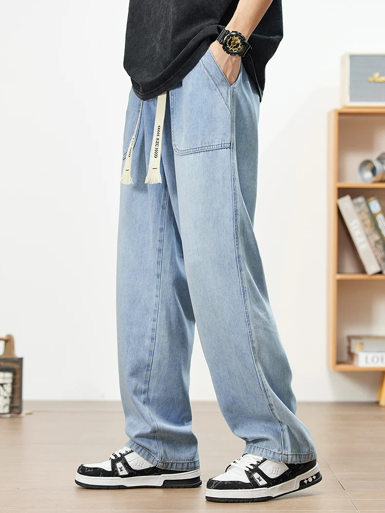 summer-light-blue-jeans-men-softable-lyocell-cotton-fabric-drawstring