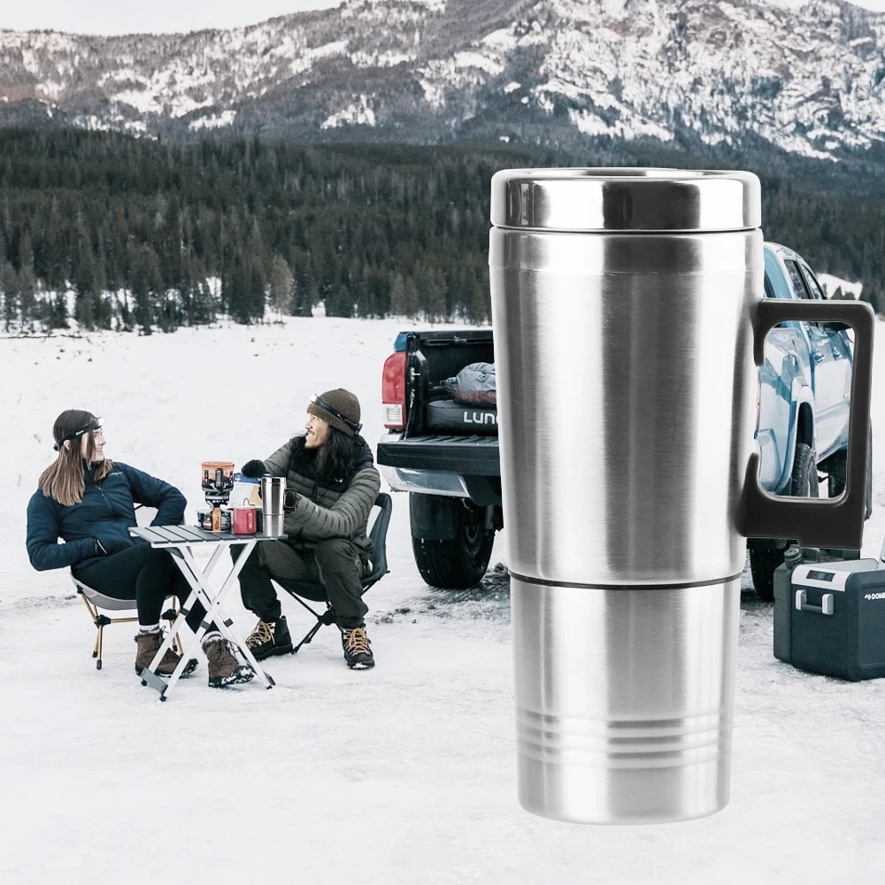 캠핑 여행용 전기 주전자 차량용 전기 주전자 12V/24V 300ml 스테인리스 스틸 차량용 가열 컵