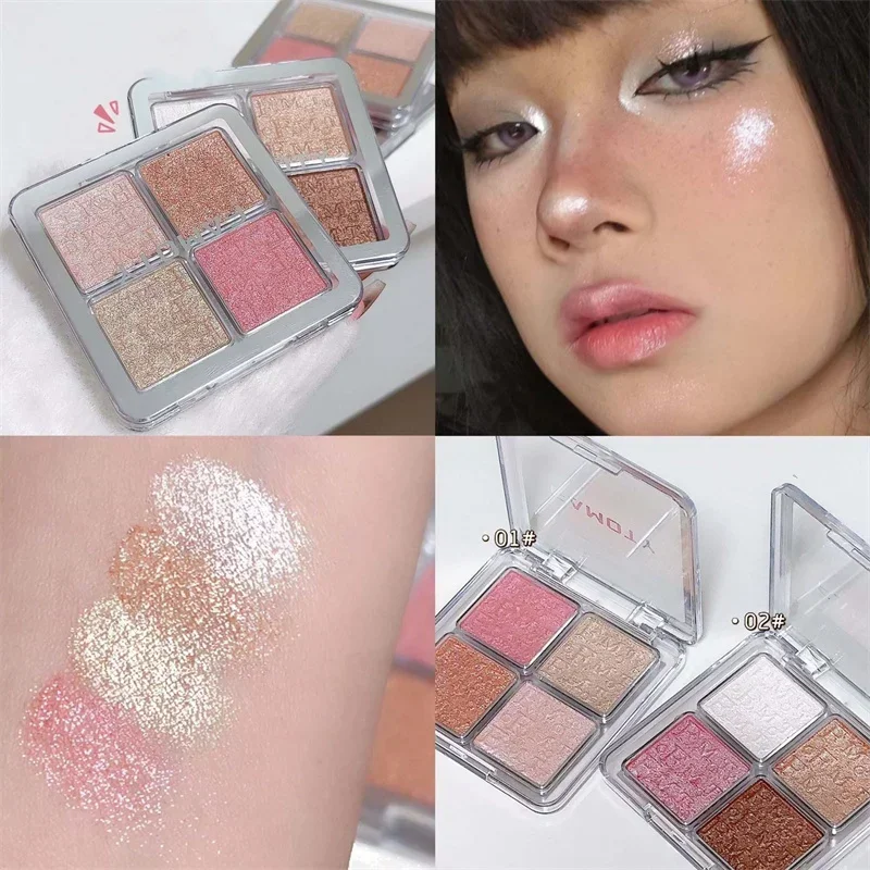 Description Picture 4 of item4 Colors Diamond Highlighter Powder Palette Face Contour Brighten Makeup Shimmer Ultra-concentrated Illuminate Cosmetic