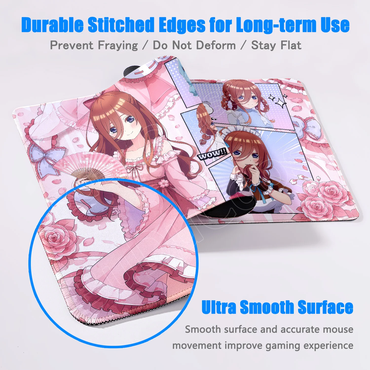 Accessori per laptop da gioco Anime The Quintessential Quintuplets Tappetino per mouse Tappetino da scrivania per ufficio Tappetino in gomma antiscivolo Girl Miku Nakano Rug - immagine 4
