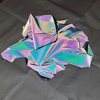 레인보우 반사 패브릭 다채로운 고휘도 DIY 의류 의류 디자이너 천 매직 그라데이션 색상, DIY 제작