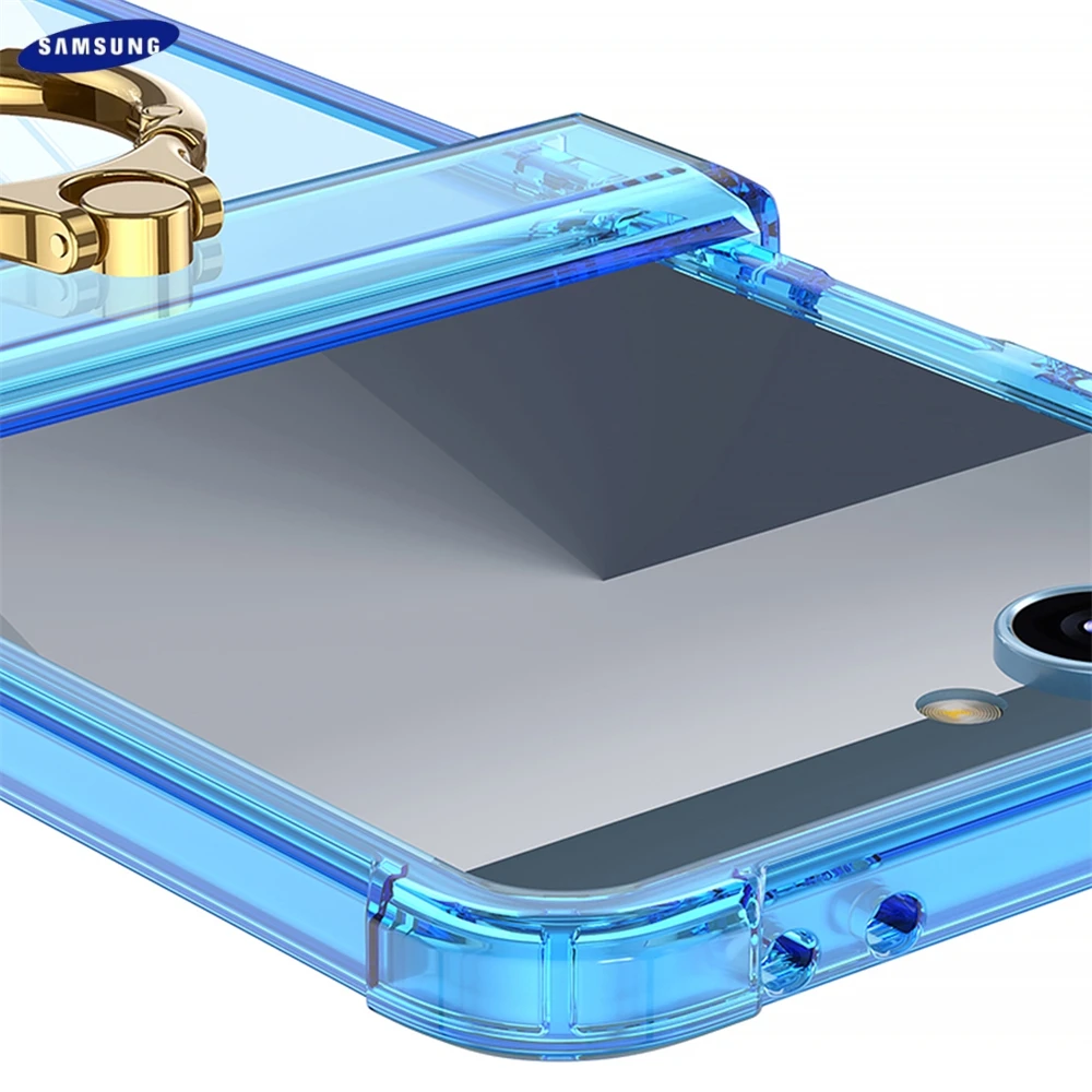 Foldable Colored Transparent Shockproof Hard Case with Ring