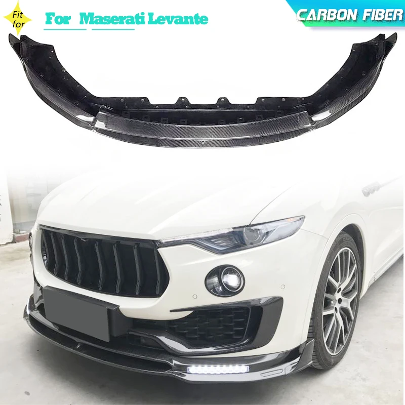 

Carbon Fiber Car Front Bumper Lip Splitters for Maserati Levante Sport Utility 4-Door 2016-2019 Front Lip Spoiler Chin Protector