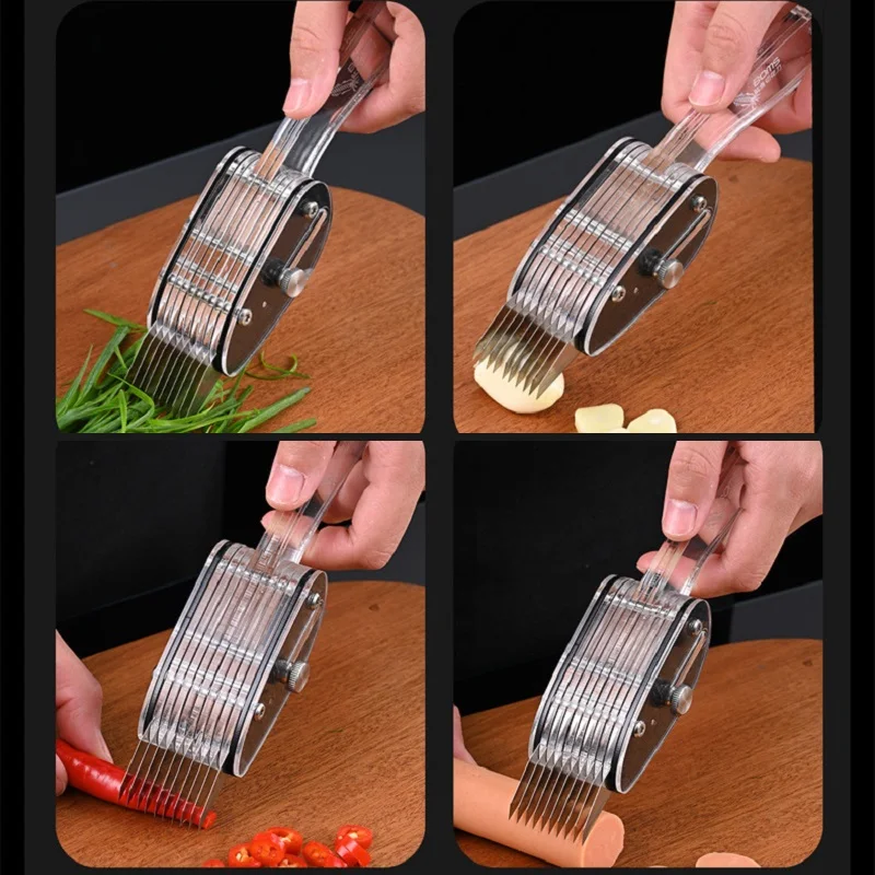 Ensemble de Couteaux à Fleur de Calmar à Profondeur Réglable, Trancheuse à Oignons, Broyeur, Coupe-Légumes, Outils de Déchiquetage, Gadgets de Cuisine